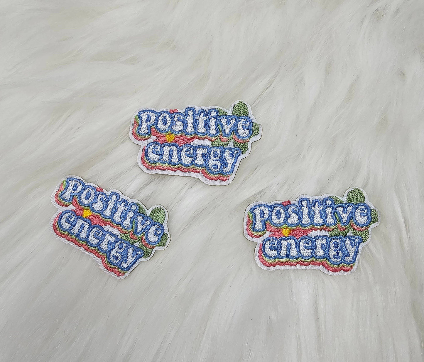 Patch - 'Positive Energy' Floral Pastel Embroidery Iron On Patch