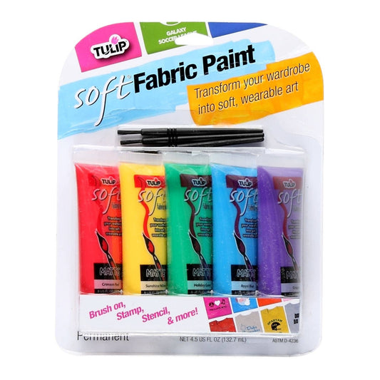 Paint - Tulip Brush-On Fabric Paint Primary Tube 5 Pack
