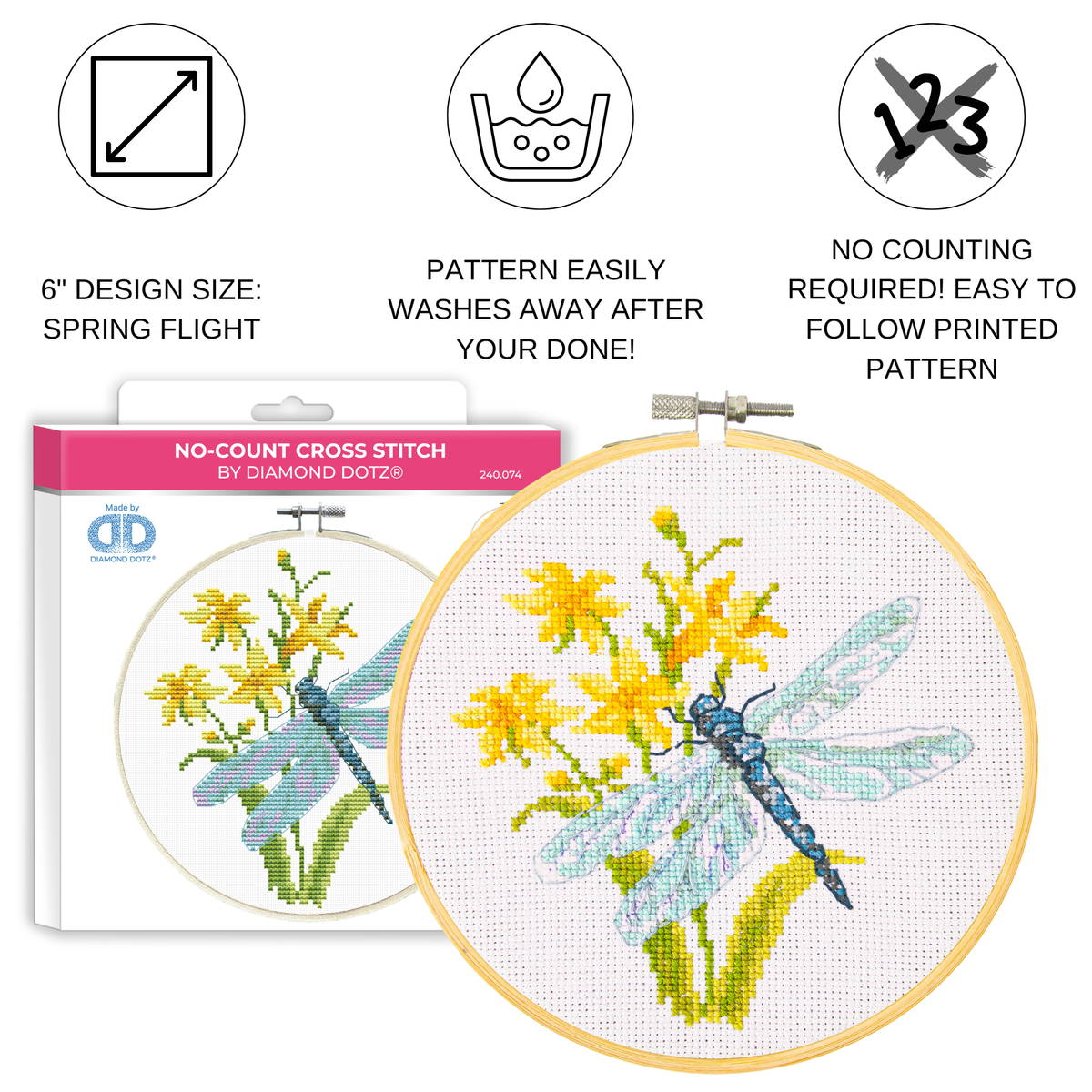 Cross Stitch - Diamond Dotz No-Count Cross Stitch Spring Flight - 6 in