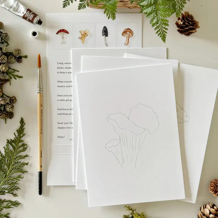 Notecards - Mushrooms Paintable Watercolor Notecard Set