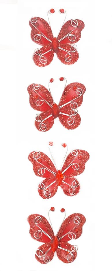 Embellishment - Wire Butterfly Embellishment, 4-ct: Red