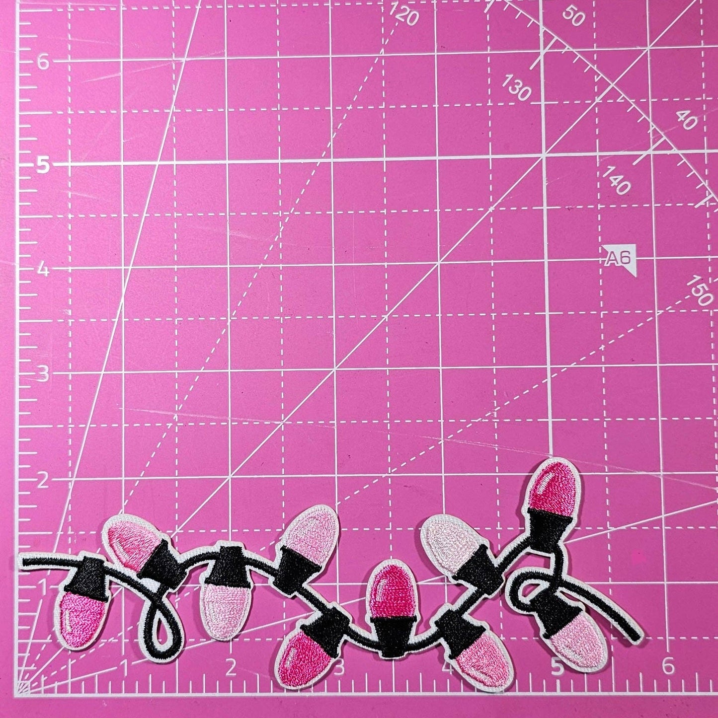 Patch - Pink String Lights Christmas Embroidery Iron On Patch