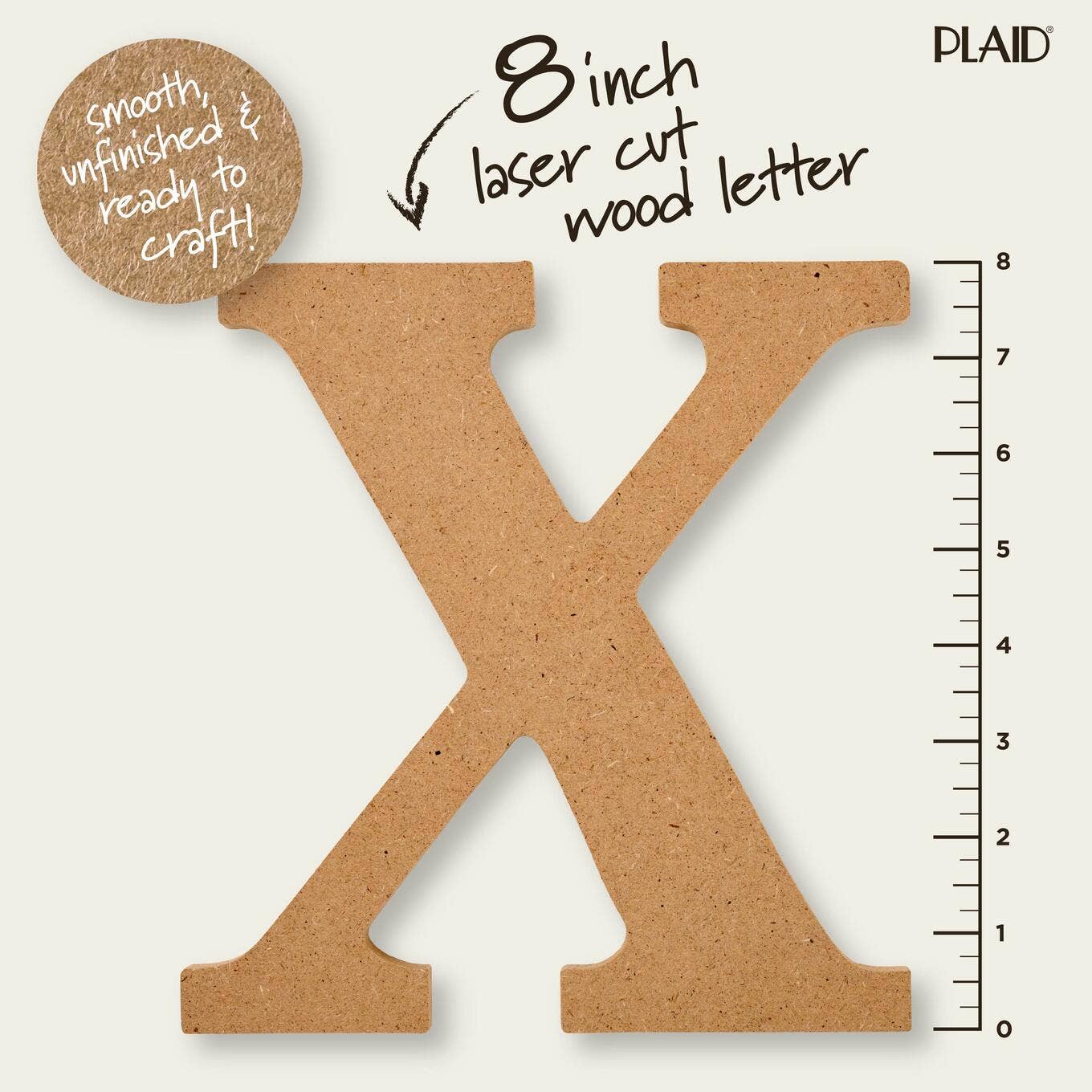 Wood - 8 inch MDF Letter - X