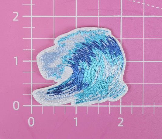 Patch - Blue Wave Coastal Water Embroidery Iron On Patch