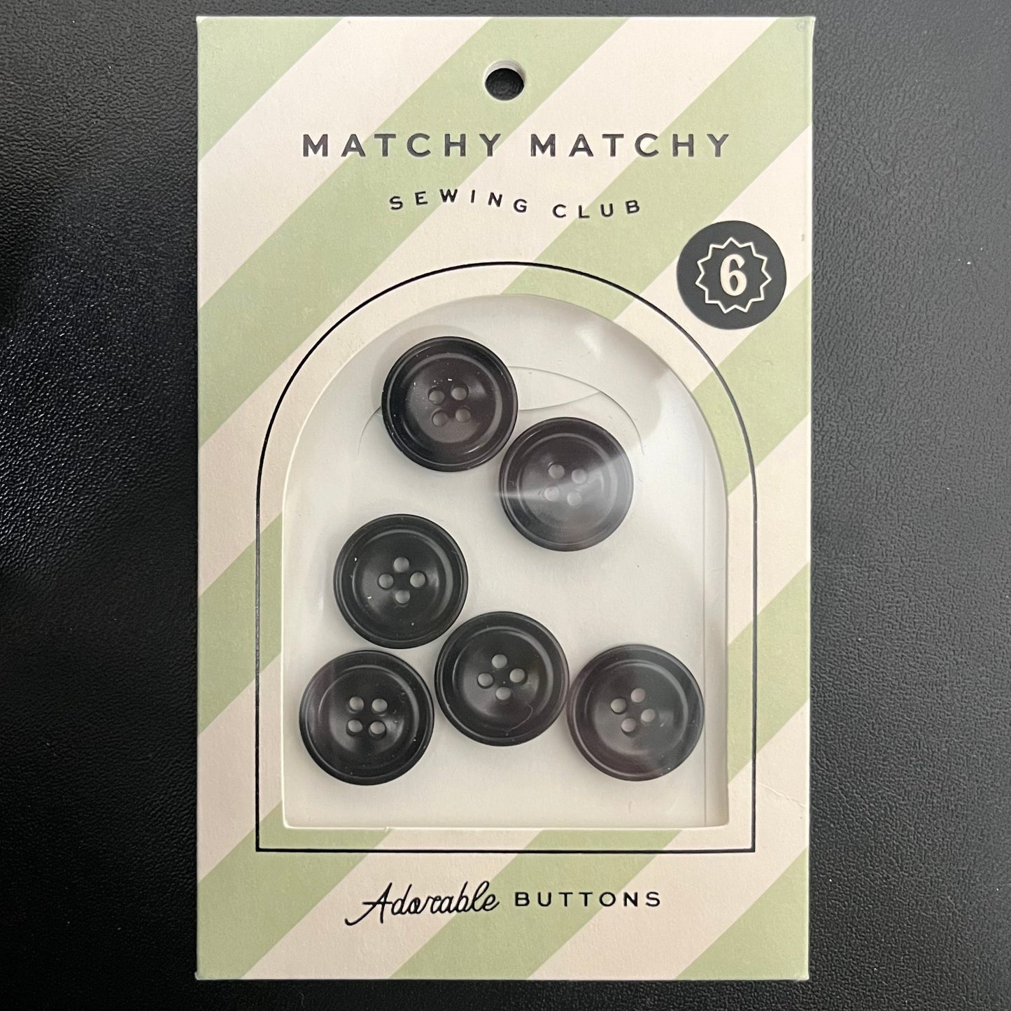 Buttons - Onyx 3/4" Corozo Nut Set of 6
