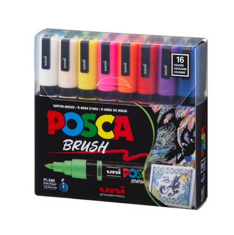 Markers - POSCA 5BR Paint Marker Brush Tip (1-4mm) 16/Pkg