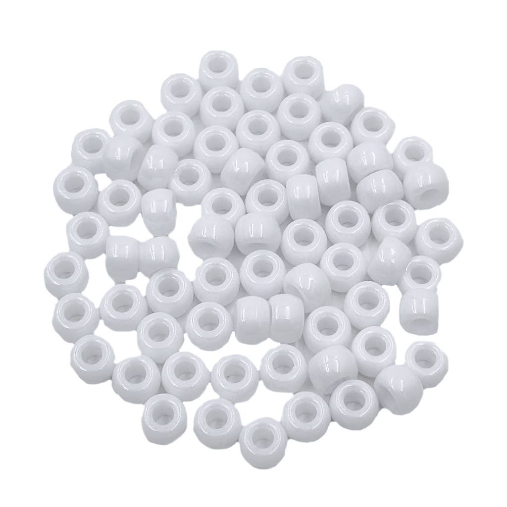 Jewelry - Pony Beads - 6x9mm White Plastic Beads for Bracelet Making