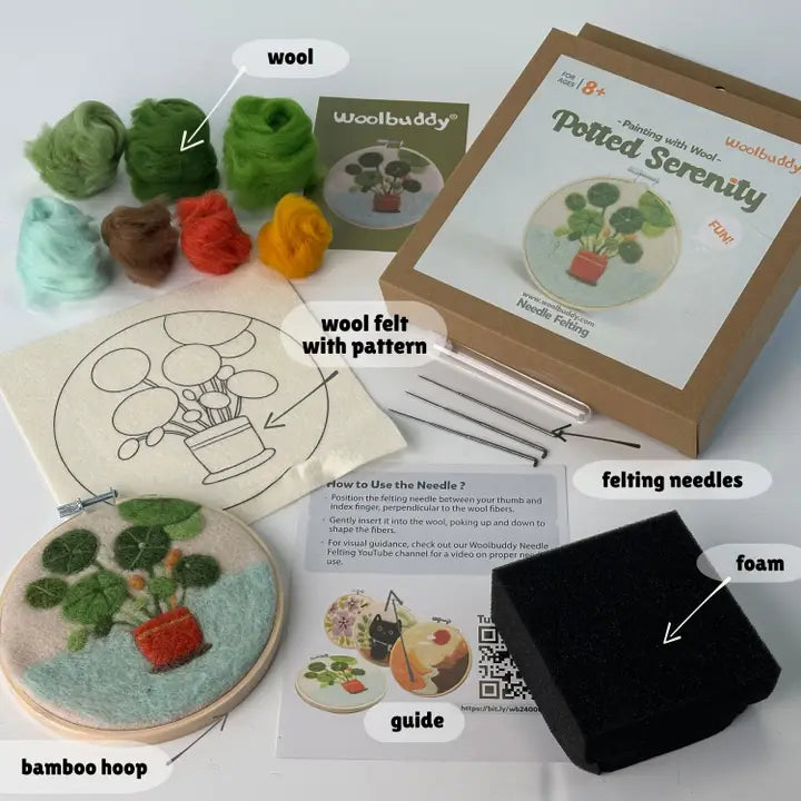 Felting - Wool Painting Kit: Potted Serenity Plant