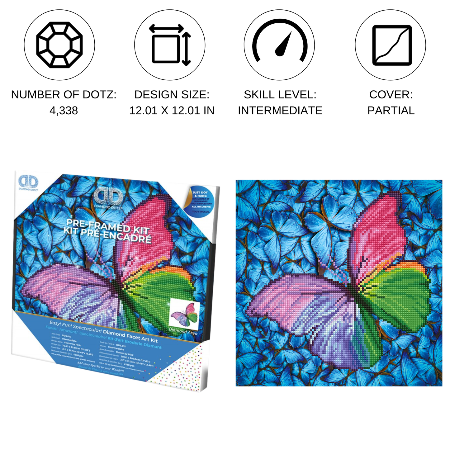 Diamond Dotz - Flutter by Pink Pre-Framed Kit