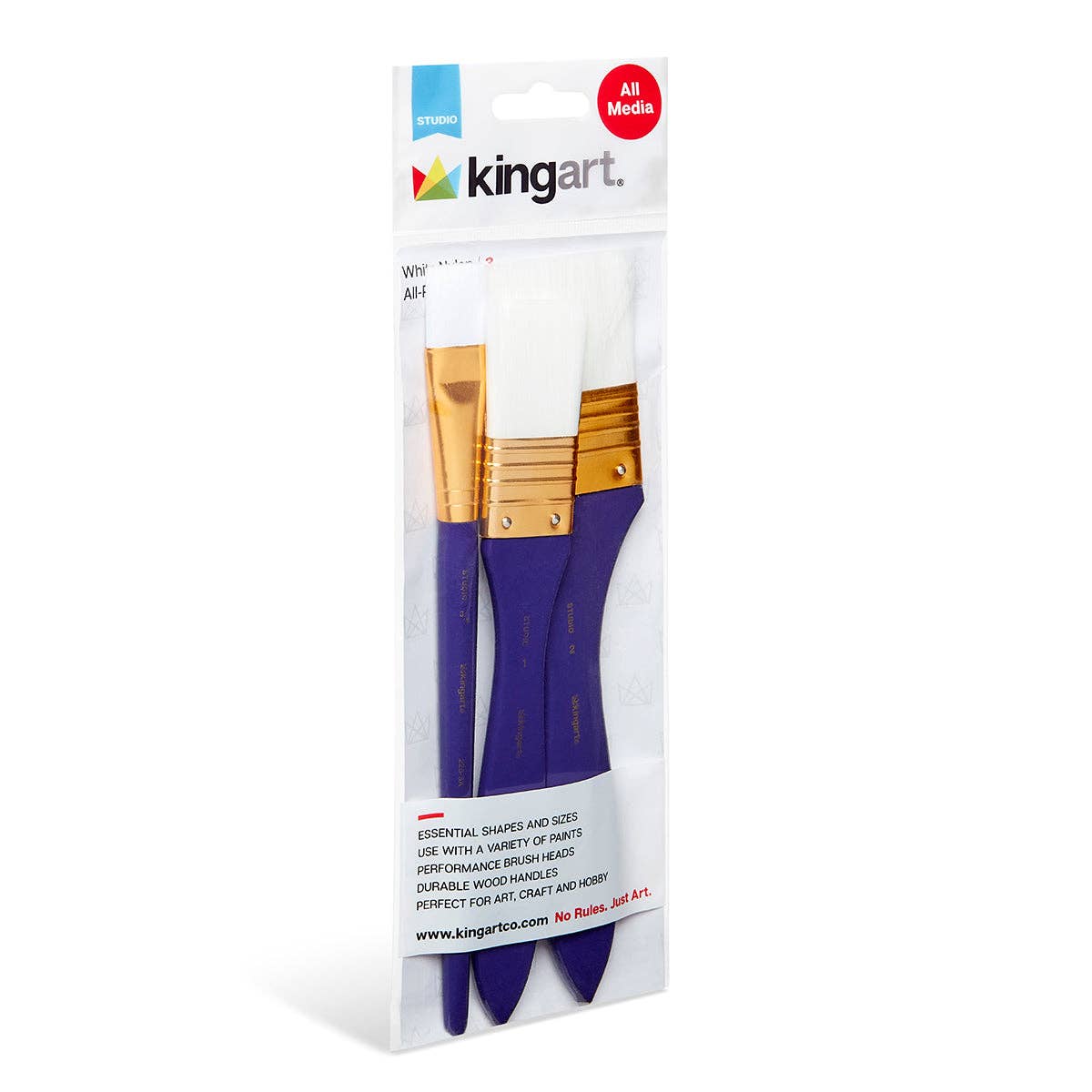 Paint Brush - Studio Mixed Media White Nylon Brush Set - 3 pc