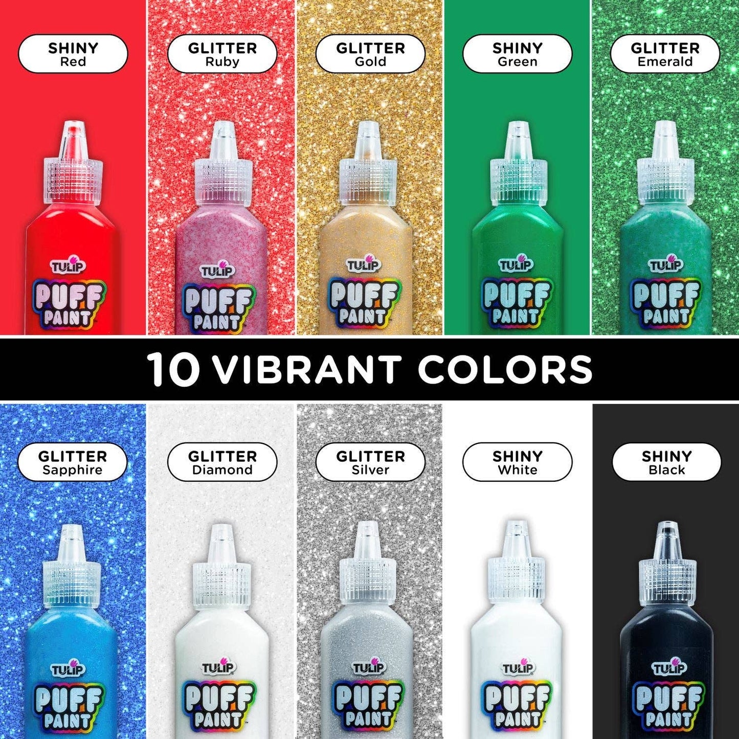Paint - Tulip Puff Paint Glitter 10 Pack