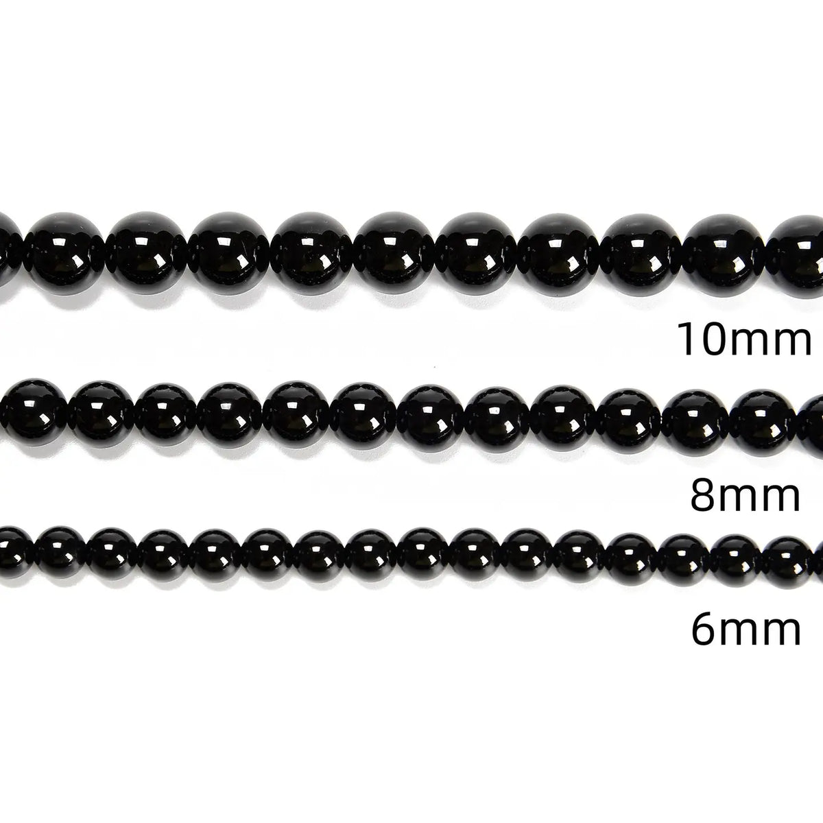 Beads - Black Onyx Smooth Round Beads 8mm 15.5" Strand