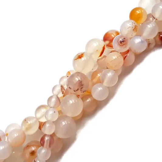 Beads - Red Dendritic Montana Agate Smooth Round Beads 8mm 15.5" Strand