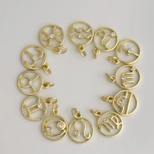 Jewelry - Gold Zodiac Symbols Charms Astrological Sign Pendants Set of 12 Astrology Charms