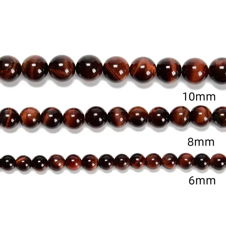 Beads - Red Tiger's Eye Smooth Round Beads 8mm 15.5" Strand