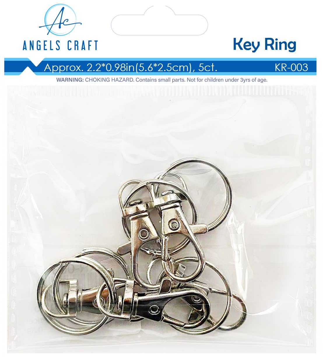 Key Ring - w/ Swivel Snap Hooks 5-ct