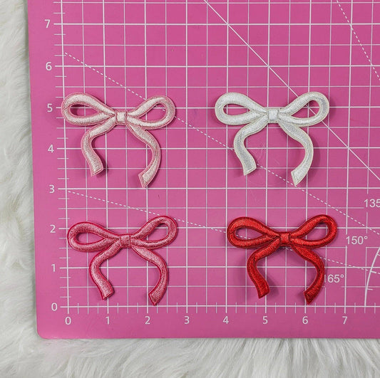 Patch - Coquette Bow Embroidery Iron On Patch: White