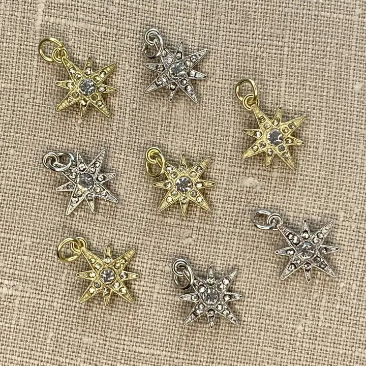 Jewelry - Star Charms with Rhinestone 8pc