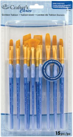 Paint Brush - Crafter's Choice Gold Taklon Brush Value Pack 15/Pkg
