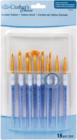 Paint Brush - Crafter's Choice Mini Gold Taklon Brush Value Pack 15/Pkg
