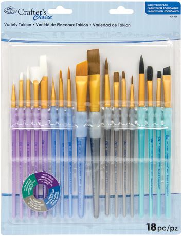 Paint Brush - Crafter's Choice Variety Taklon Brush Super Value Pack 18/Pk