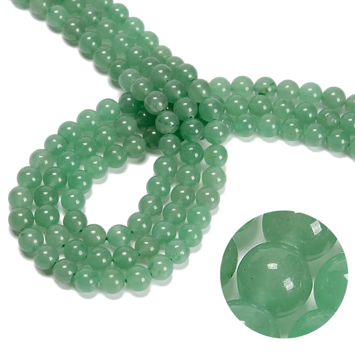 Beads - Green Aventurine Smooth Round Beads 8mm 15.5" Strand