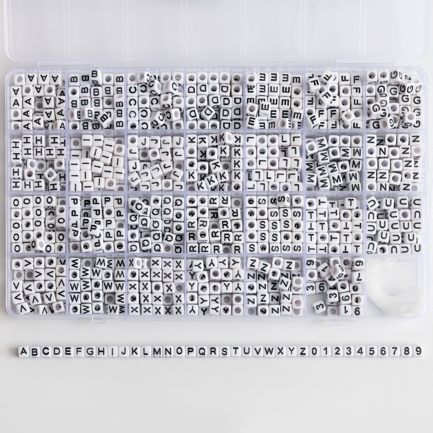Beads - Classic Cube Letter Bead Black and White Alphabet Bead Large Box DIY Kit