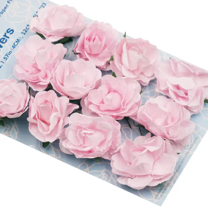 Embellishment - Pink Paper Roses with Wire