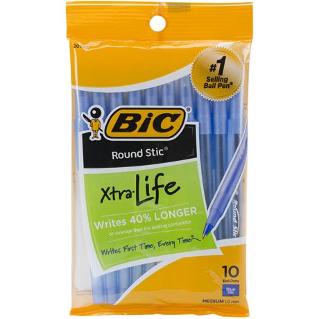 Pen - BIC Round Stic Medium Ballpoint Pens 10/Pkg