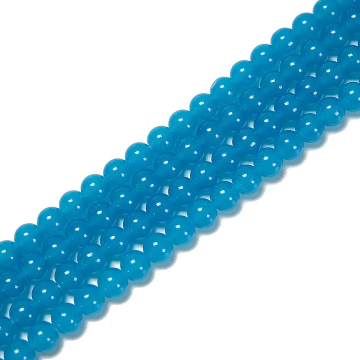 Beads - Blue Crystal Glass Smooth Round Beads Size 8mm Approx 15.5" Strand