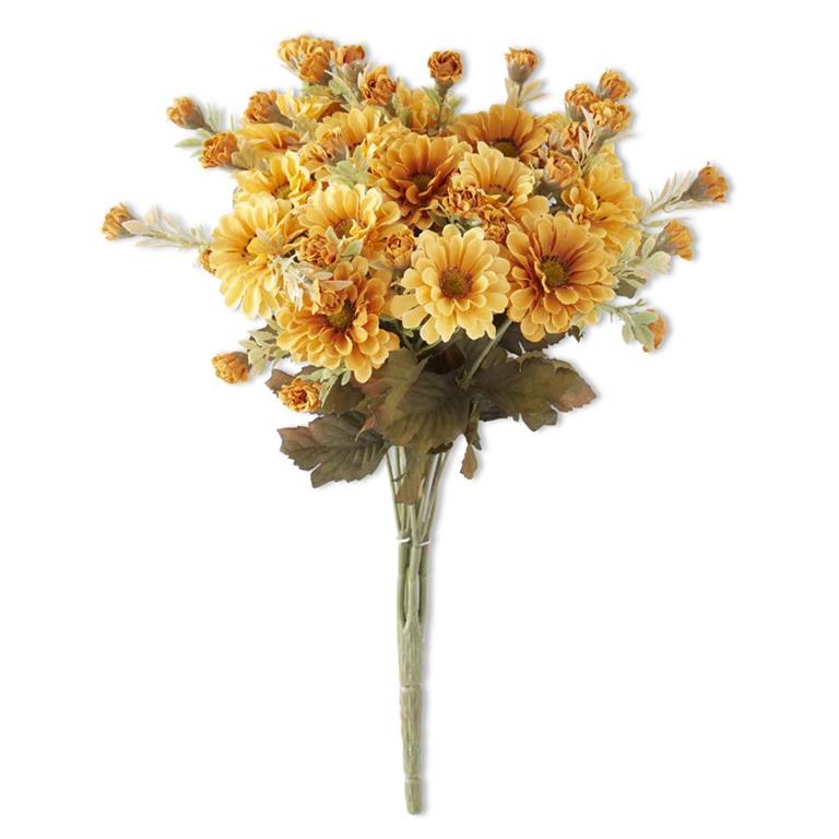 Flower - 15 Inch Golden Yellow Mum Bush Single Stem