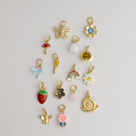 Jewelry - Cottagecore Enamel Charms Woodland Cute Charms Set of 15 Gold Girlie Charms