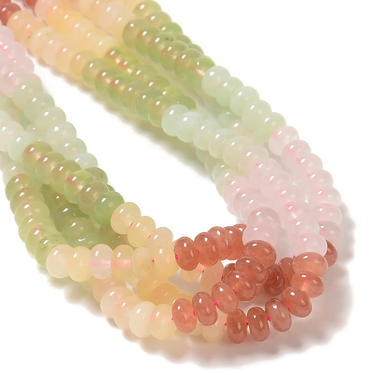 Beads - 07-Multi-color Dyed Jade Smooth Rondelle Beads Size 5x8mm 15.3'' Strand