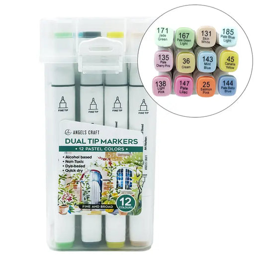 Marker - Pastel Dual Tip Markers Set, 12 Colors