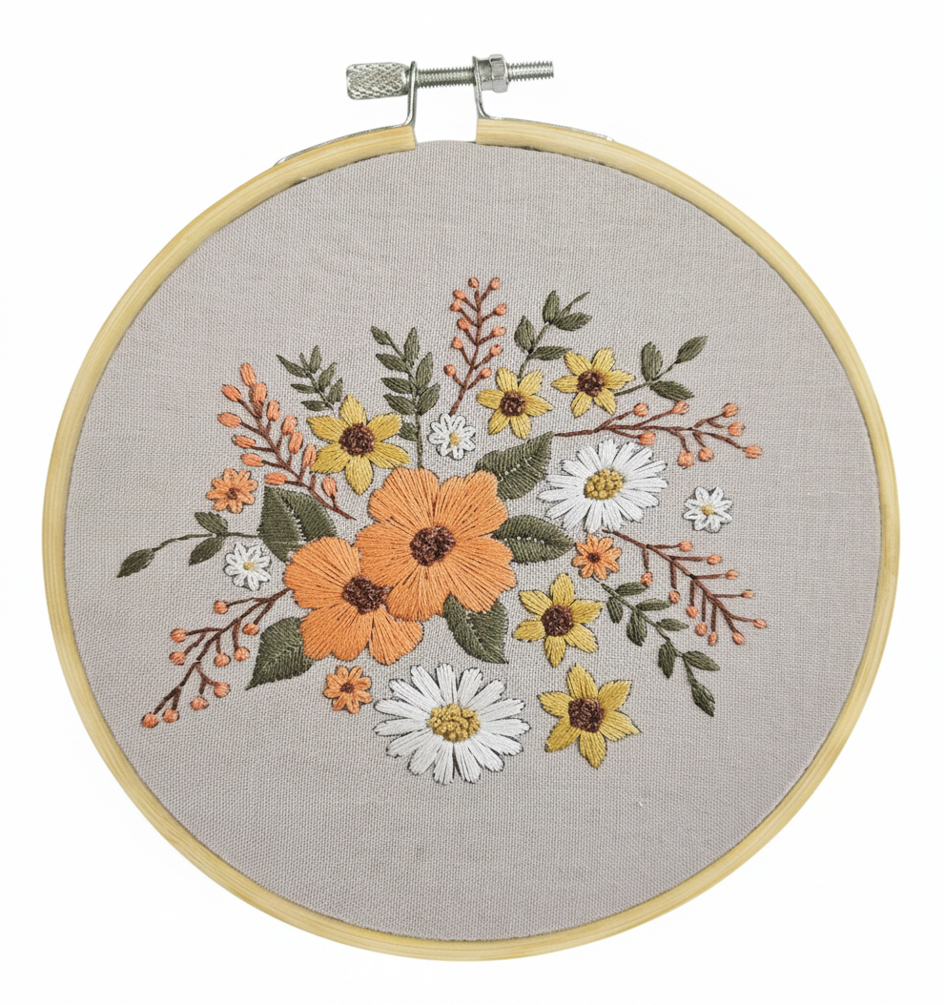 Stamped Embroidery Kit - Camellia Symphony