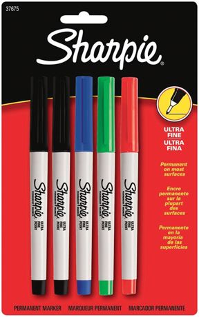 Markers - Sharpie Ultra Fine Point Permanent Markers 5/Pkg