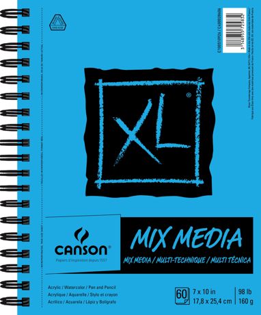 Paper - Canson XL Spiral Mixed Media Paper Pad 7"X10"