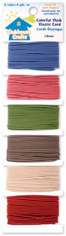 Elastic - Cord Colorful Thick 4yd Each Of 6 Colors
