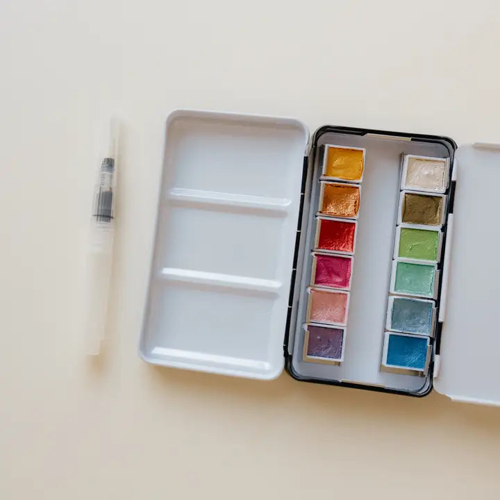 Paint - 12 Color Travel Metallic Watercolor Paint Palette