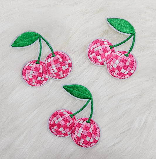 Patch - Cherry Disco Ball Embroidery Iron On Patch