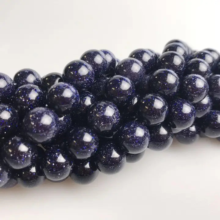 Beads - 6mm - Blue Sand Goldstone Smooth Round Beads