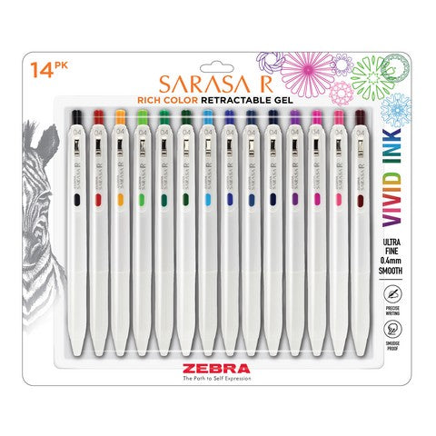Marker - Zebra Sarasa Rich Color Retractable Gel Pens 0.4MM 14PK