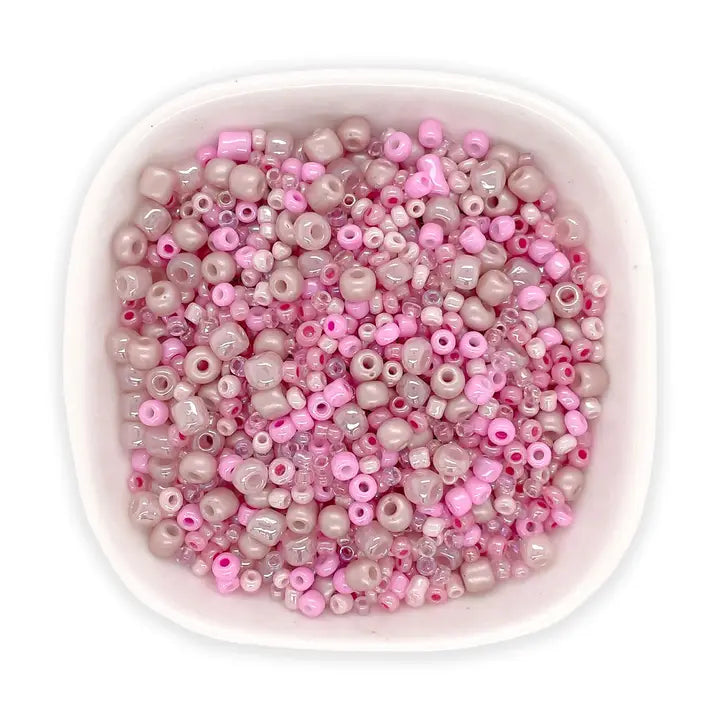 Beads - Jewelry - Mixed Seed Bead Assortment, Pink 60gm