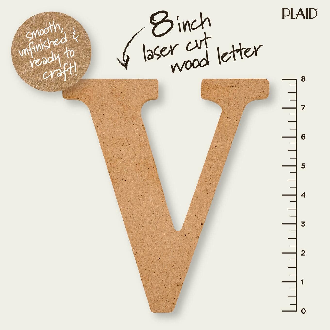 Wood - 8 inch MDF Letter - V