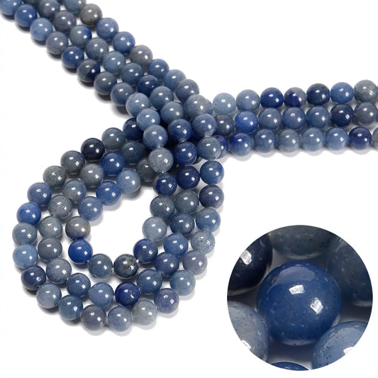 Beads - Blue Aventurine Smooth Round Beads 8mm 15.5" Strand