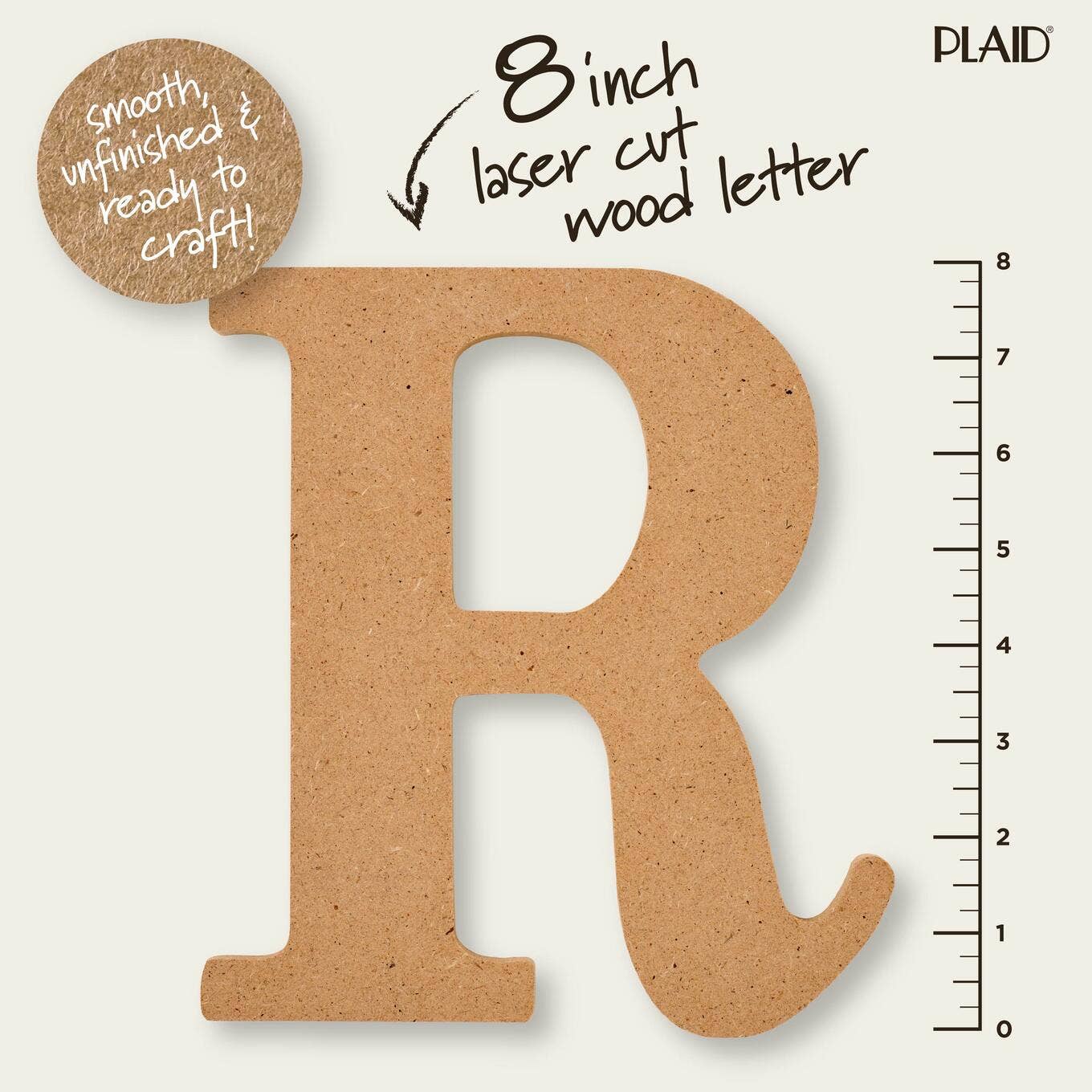 Wood -  8 inch MDF Letter - R