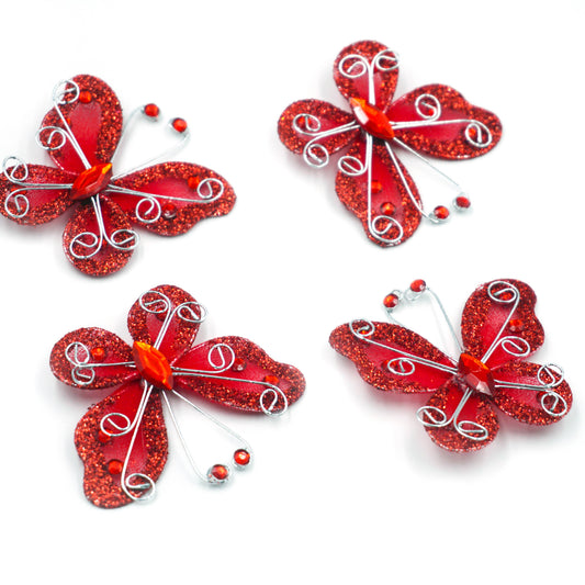 Embellishment - Wire Butterfly Embellishment, 4-ct: Red