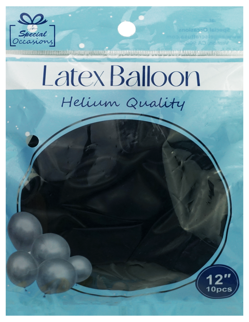 Balloon - Black Latex Party 12in 10ct