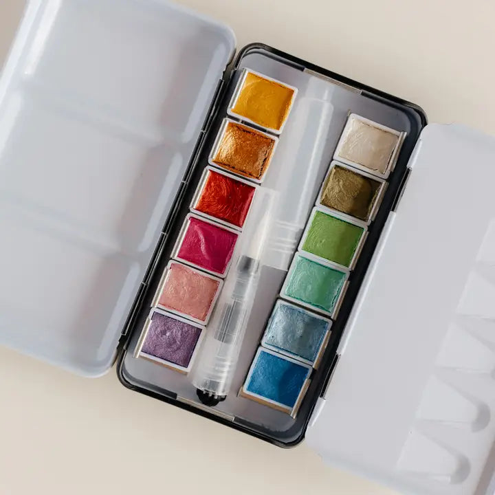 Paint - 12 Color Travel Metallic Watercolor Paint Palette