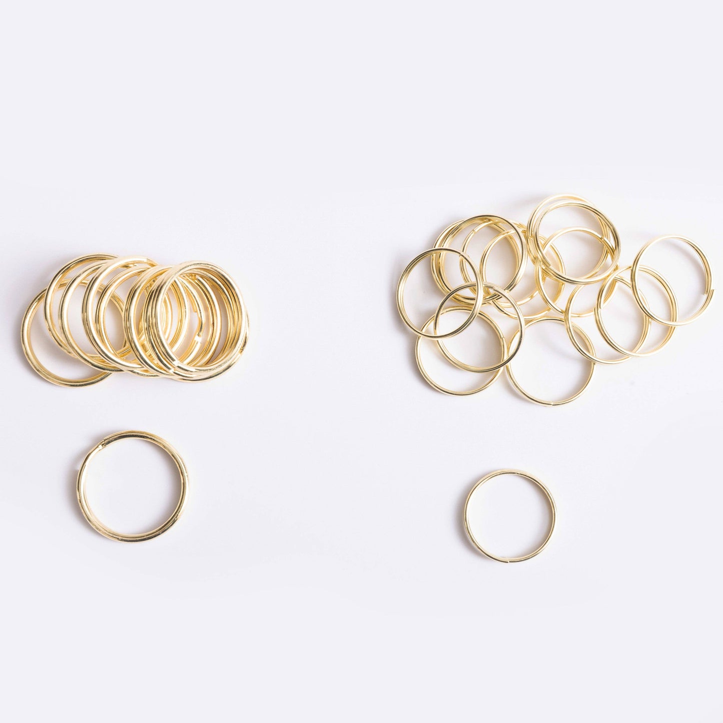 Jewelry - Gold Tone Split Rings, Two Sizes, Pack of 25